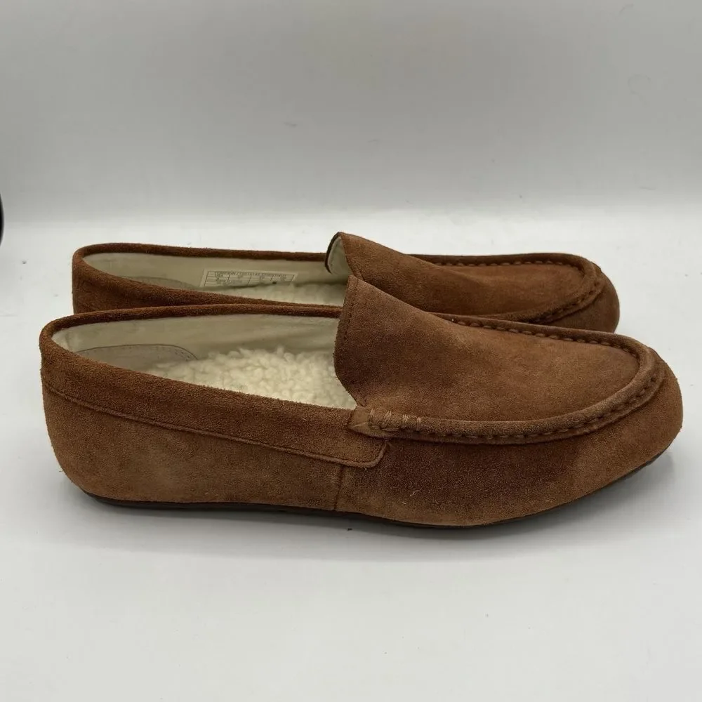 Vionic‎ Tompkin Suede Driving Loafer Shoe Slipper Men's 8 Brown Sherpa Insole